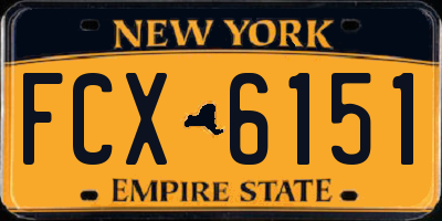NY license plate FCX6151