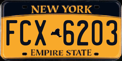 NY license plate FCX6203