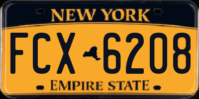 NY license plate FCX6208