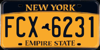 NY license plate FCX6231