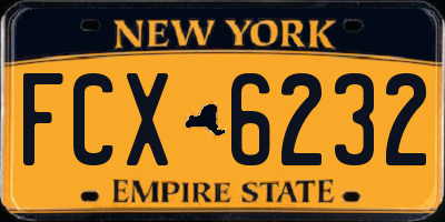 NY license plate FCX6232