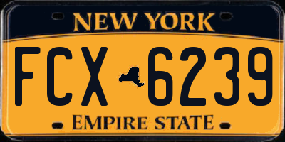 NY license plate FCX6239