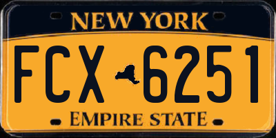NY license plate FCX6251