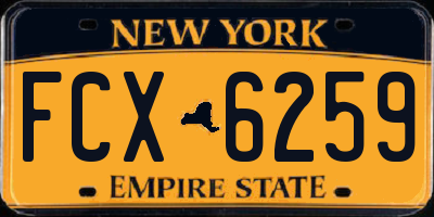 NY license plate FCX6259