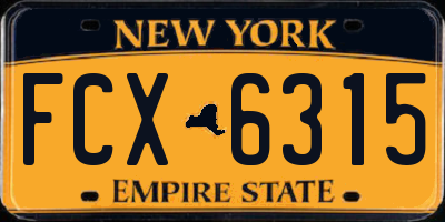 NY license plate FCX6315