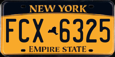 NY license plate FCX6325