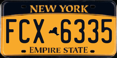 NY license plate FCX6335