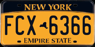 NY license plate FCX6366