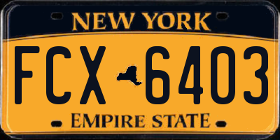 NY license plate FCX6403
