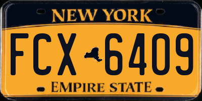 NY license plate FCX6409