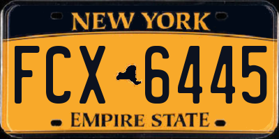 NY license plate FCX6445