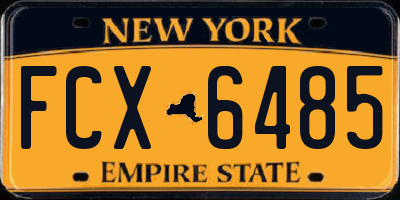 NY license plate FCX6485