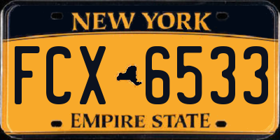 NY license plate FCX6533