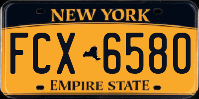 NY license plate FCX6580