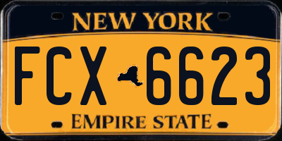 NY license plate FCX6623