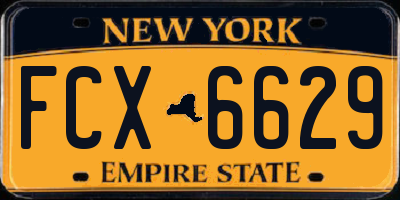 NY license plate FCX6629