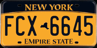 NY license plate FCX6645