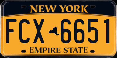 NY license plate FCX6651