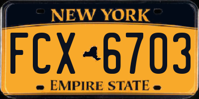 NY license plate FCX6703