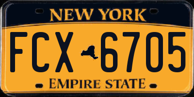 NY license plate FCX6705
