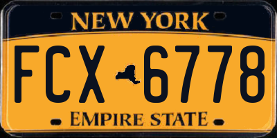 NY license plate FCX6778