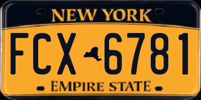 NY license plate FCX6781