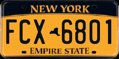 NY license plate FCX6801