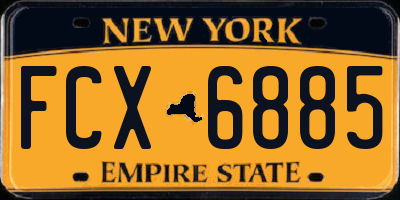 NY license plate FCX6885