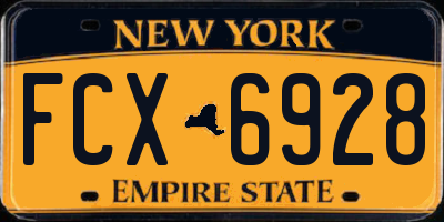 NY license plate FCX6928