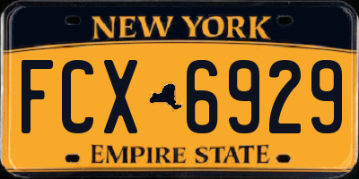 NY license plate FCX6929
