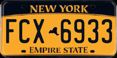 NY license plate FCX6933