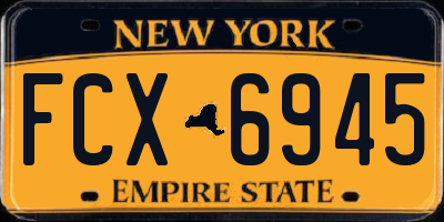 NY license plate FCX6945
