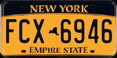 NY license plate FCX6946