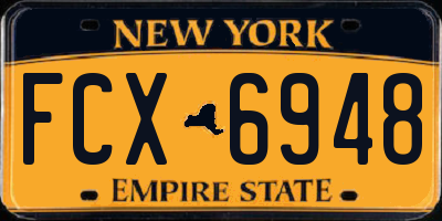 NY license plate FCX6948
