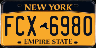 NY license plate FCX6980