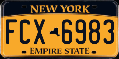 NY license plate FCX6983