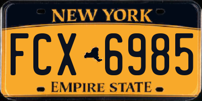 NY license plate FCX6985