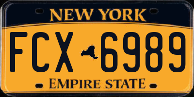 NY license plate FCX6989