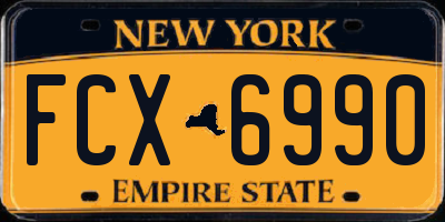 NY license plate FCX6990