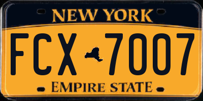 NY license plate FCX7007