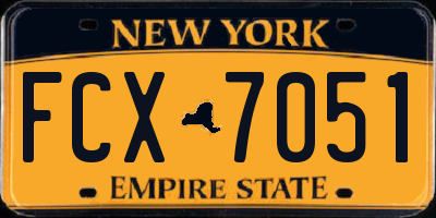 NY license plate FCX7051