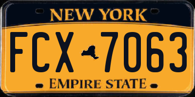 NY license plate FCX7063