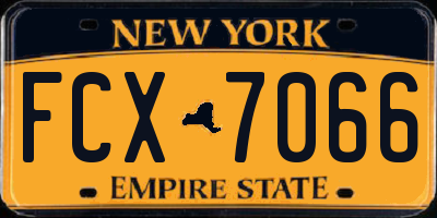 NY license plate FCX7066