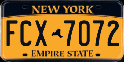 NY license plate FCX7072