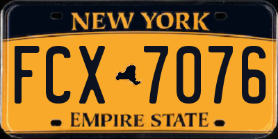 NY license plate FCX7076