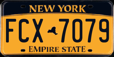 NY license plate FCX7079