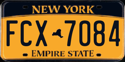 NY license plate FCX7084