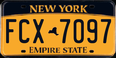 NY license plate FCX7097
