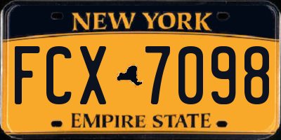NY license plate FCX7098