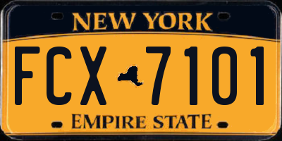 NY license plate FCX7101